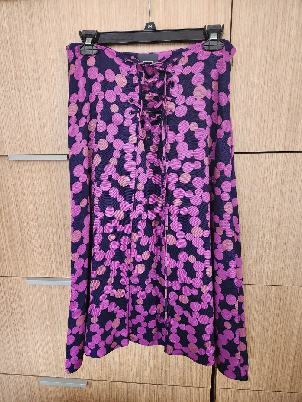 Maeve Zadie Dot Corset Lace-Up Lined Midi Skirt Purple Print Size 8